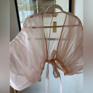 Anthropologie Sheer Blush Tie-Front Robe